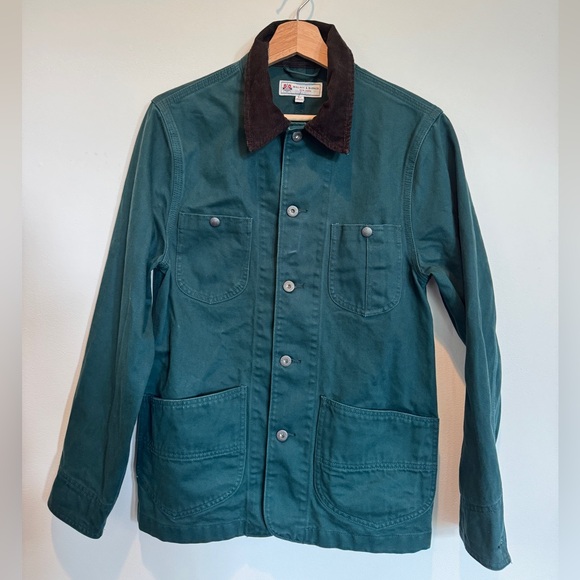 J. Crew Wallace & Barnes Green Jacket with Brown Collar